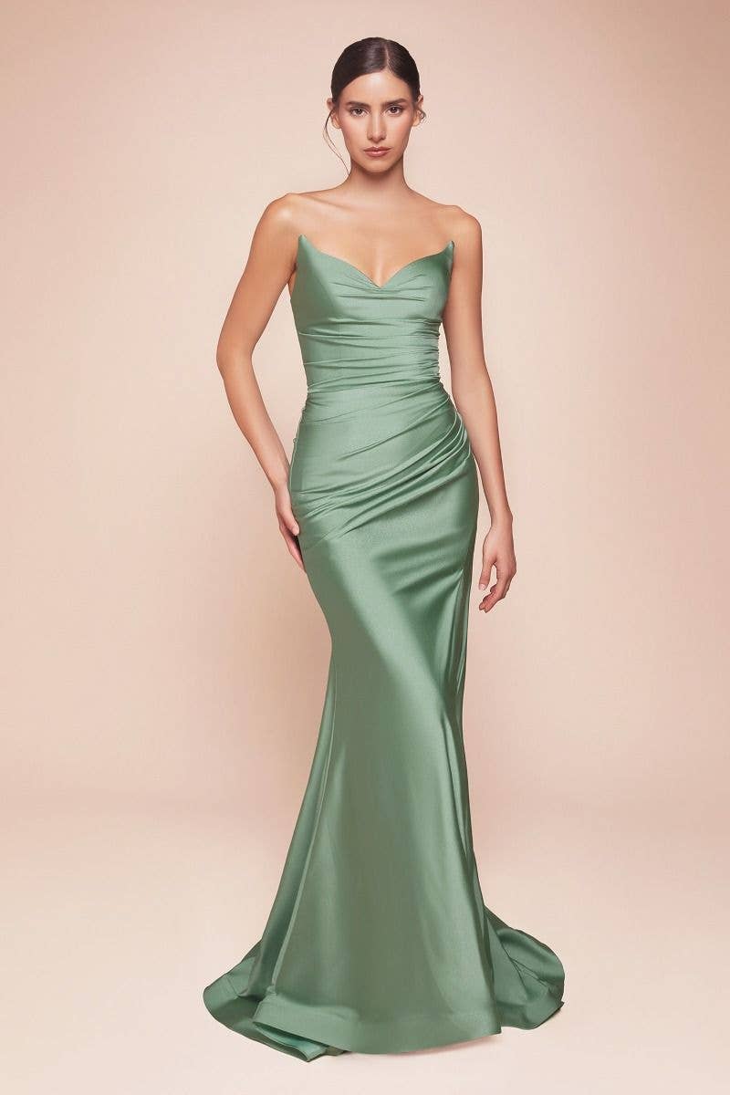 Tux-USA® – wholesale Gown – Women's – Strapless Stretch Satin Fitted Gown2