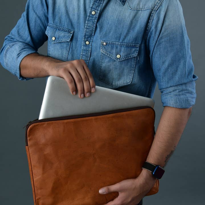 Classy Leather Bags – Engroshandel Taske til bærbar computer/tablet - Dame – Zento laptop Sleeve - Tan brun2