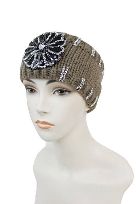 Cap Zone - Vendita all'ingrosso Fascia per capelli - Donna - Cerchietto in maglieria decorato con paillettes e pietre2