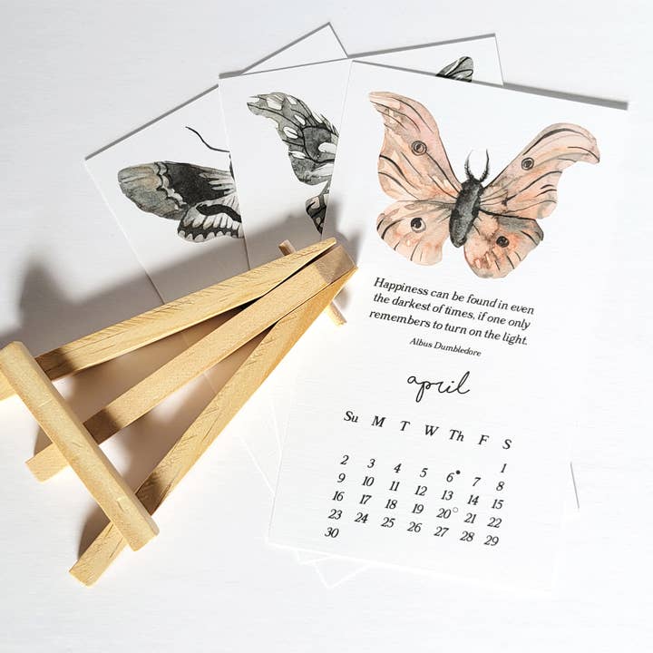 Lucky Dog Design Co. - Wholesale Calendar - Moths & Dreamy Book Quotes 2026 Desk Calendar7