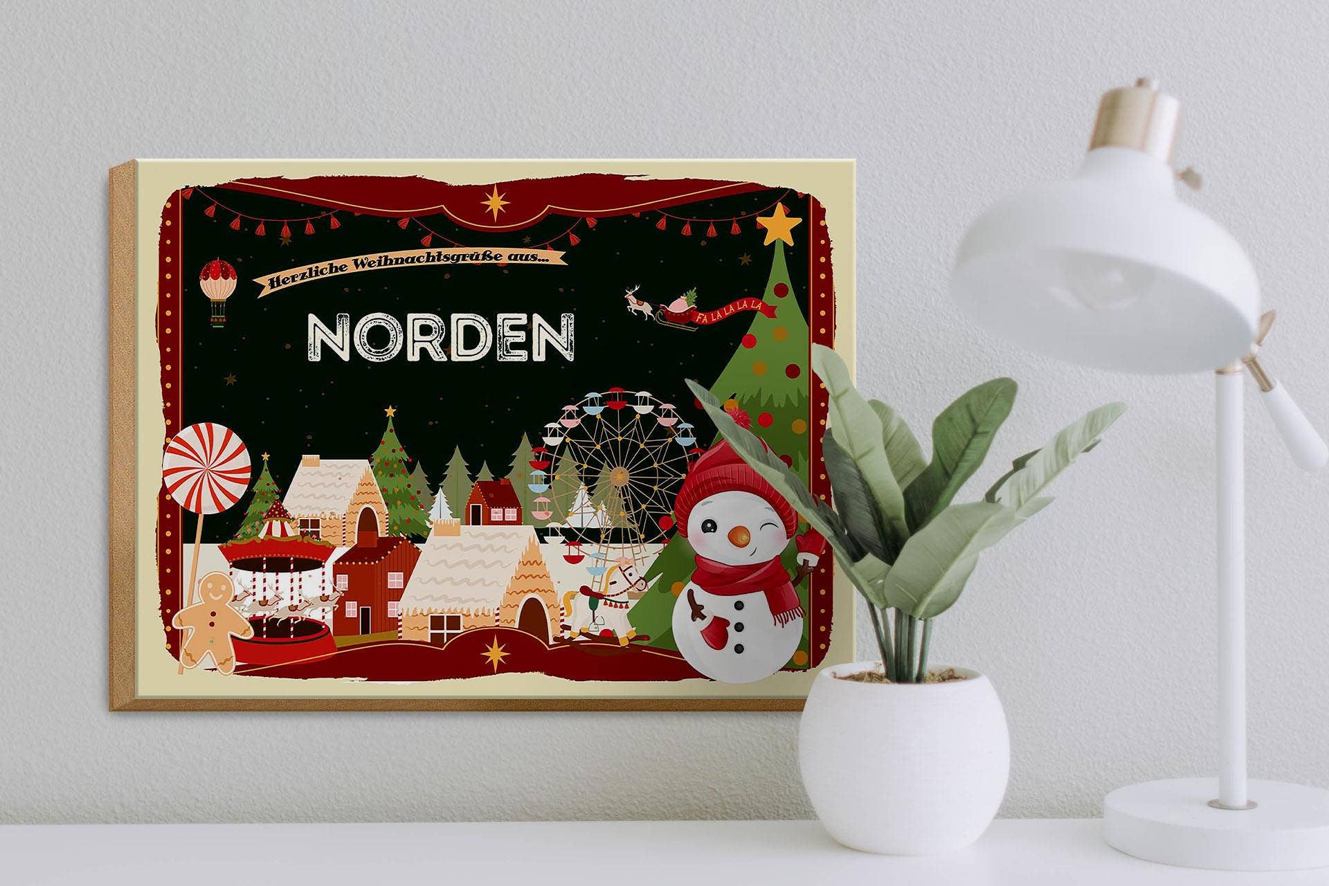 Femer - Wholesale Sign - Wooden sign Christmas greetings from NORDEN gift 40x30cm2