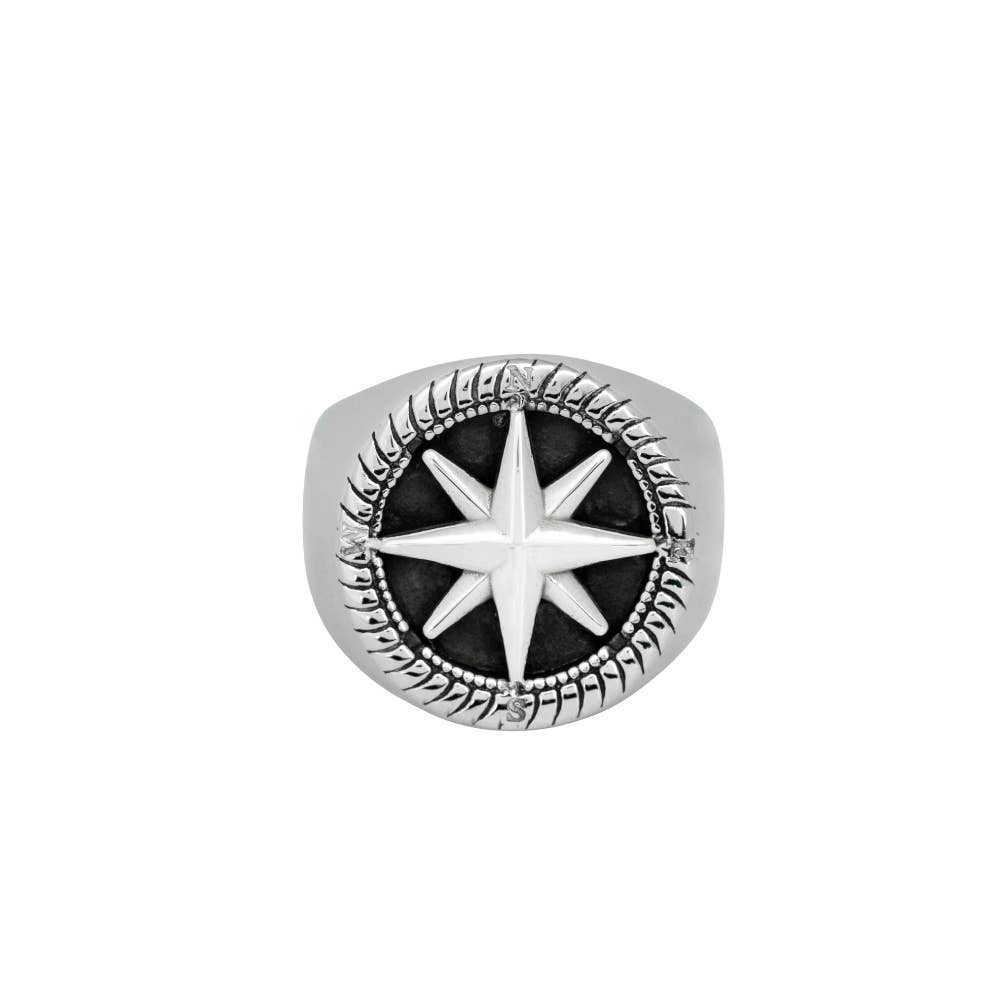 Twistedpendant – wholesale Signet ring – Compass Signet Ring - Silver