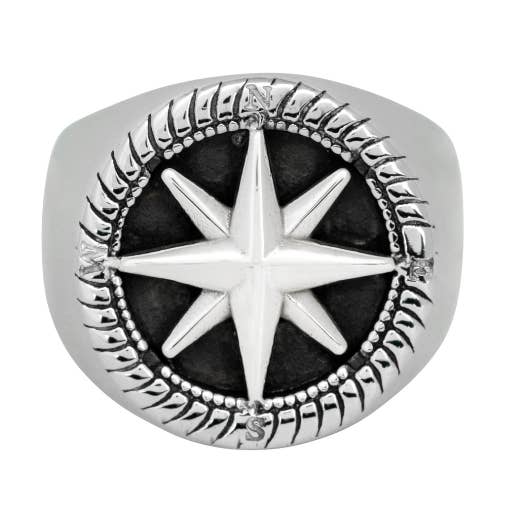 Twistedpendant – wholesale Signet ring – Compass Signet Ring - Silver0