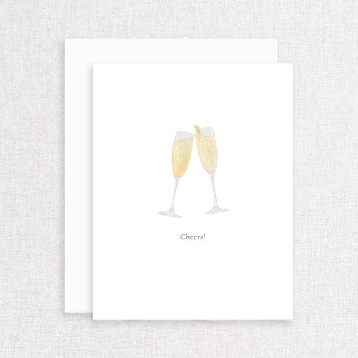 Cheers! Champagne Glasses Greeting Card for wholesale by Korynne and Company