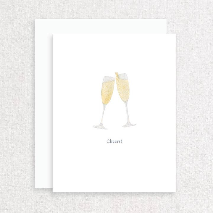 Cheers! Champagne Glasses Greeting Card for wholesale by Korynne and Company