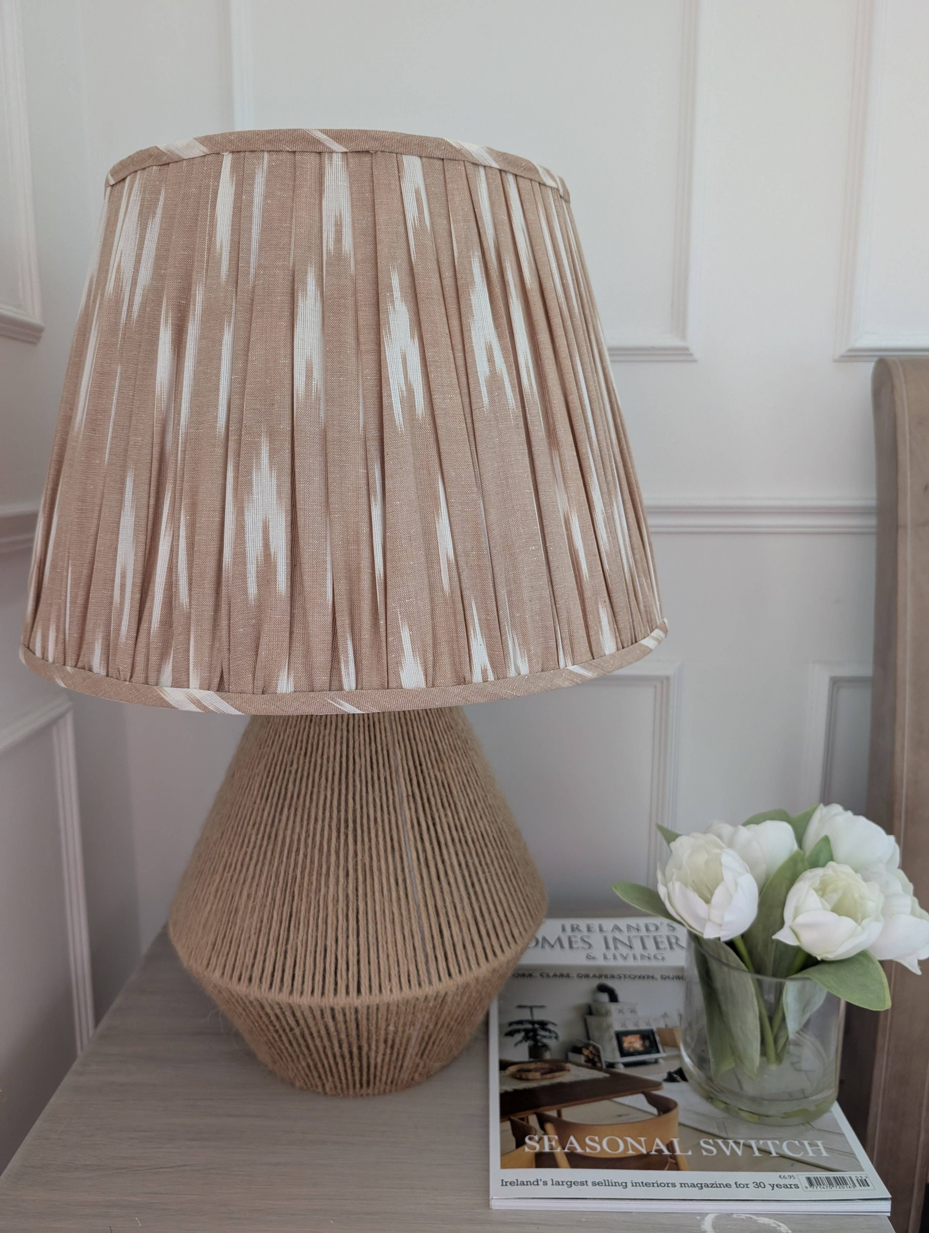 LNH EDIT - Wholesale Lamp Shade - Beige Ikat Pleated Lampshade7