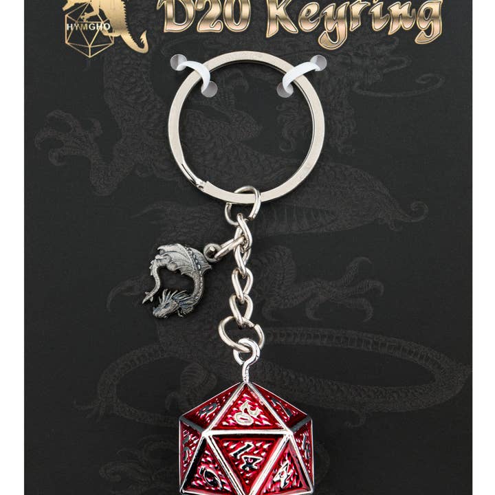 Porte-clés D20 Dice Behemoth - Blood on Gunmetal pour la vente par Hymgho Premium Dice