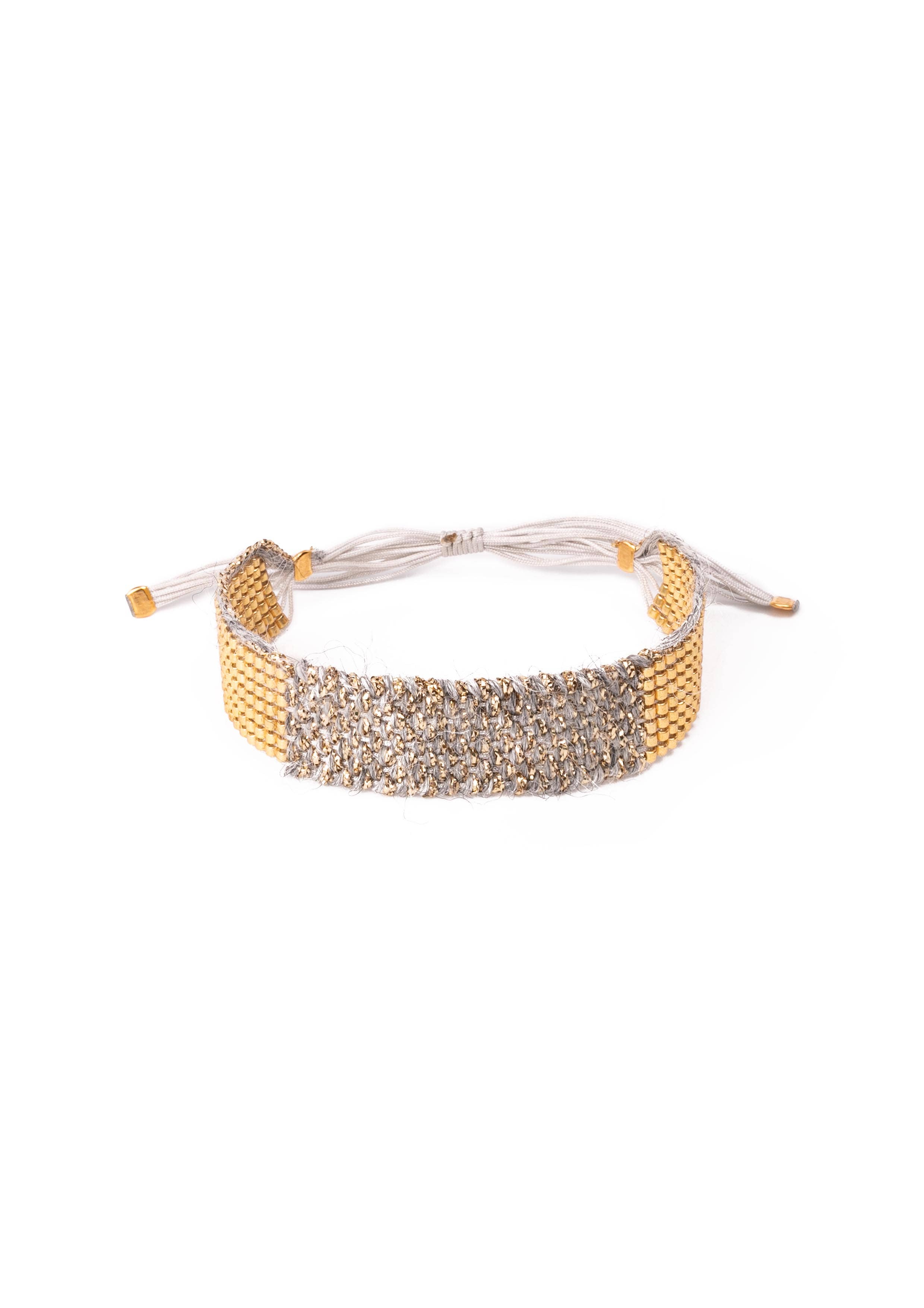 Maison Plune – wholesale Pärlarmband – Tweed justerbart armband med 7 rader av guldfärgade miyuki-pärlor8