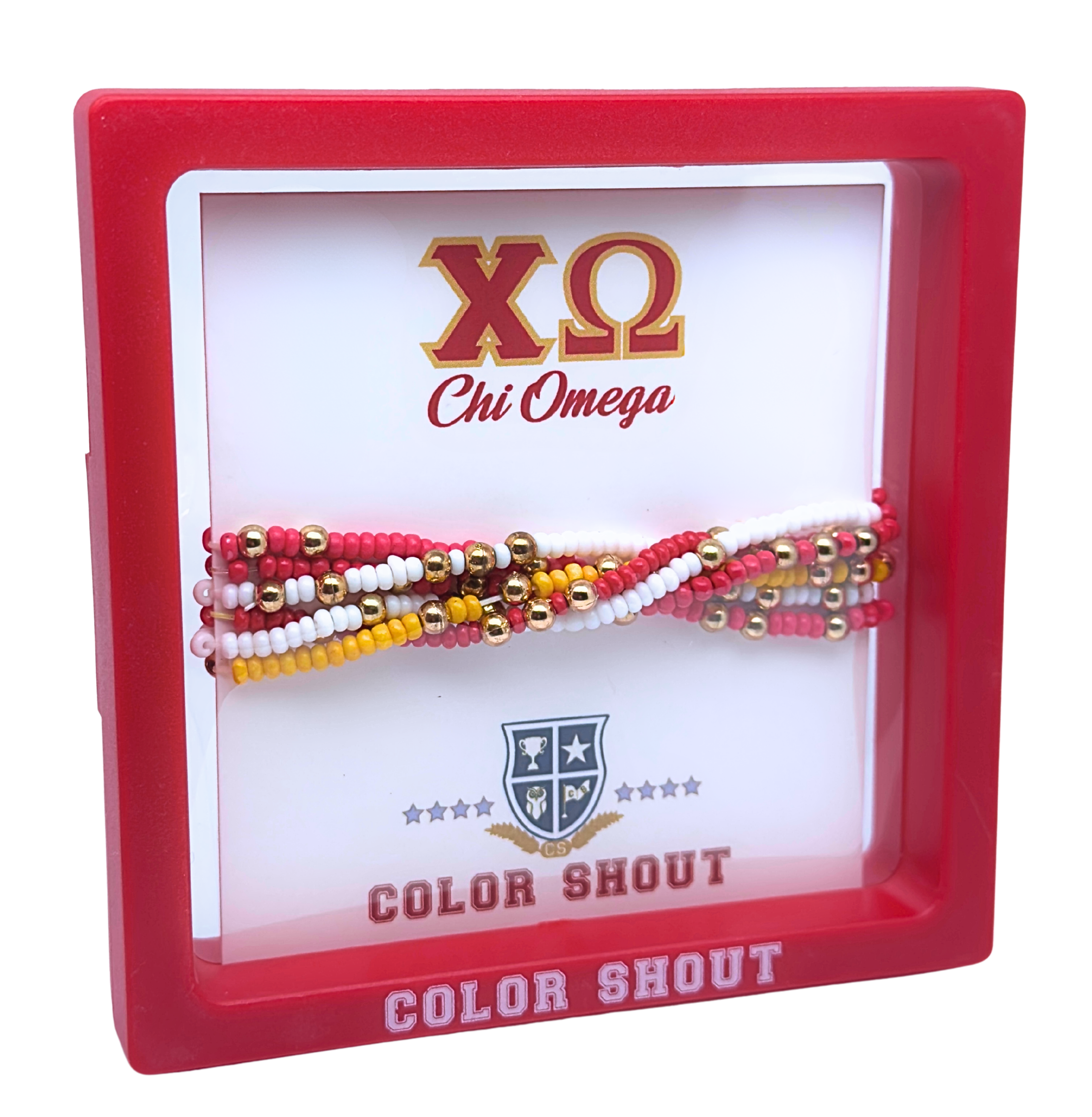 Color Shout - Vente Parures de bijoux - B201 XO-Chi Omega Couleurs Empilables : Ensemble de 6 Bracelets Élastiques Perlés4