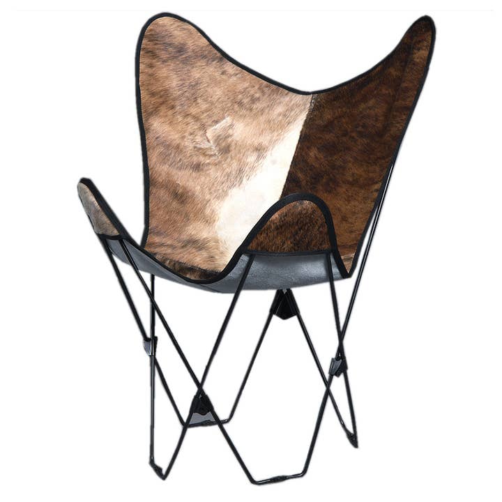 HILASON Genuine Leather Butterfly Chair Folding Lounge Modern Sling Accent Seat | Chair for wholesale by HILASON