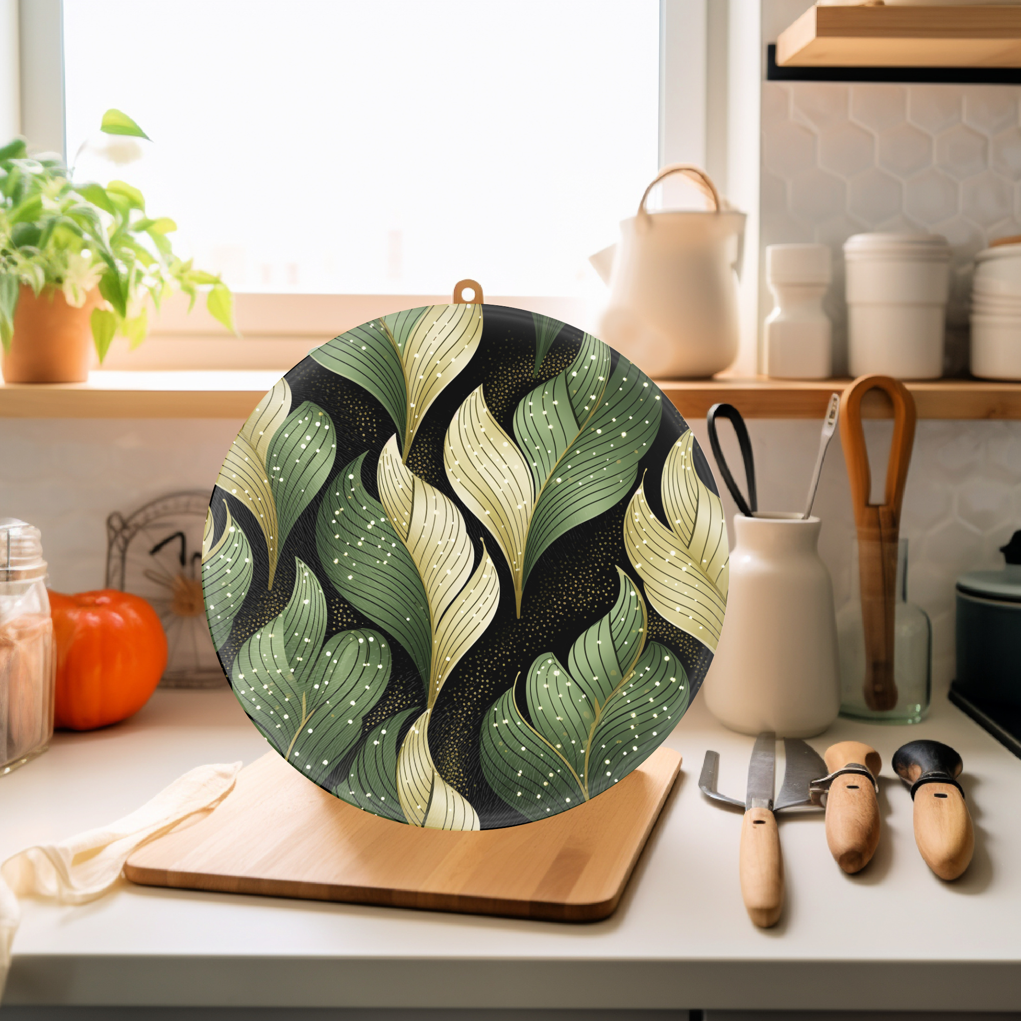 Fernville Creations - Wholesale Cutting Board - Abstract Leaves, Tempered Glass, Charcuterie Board6