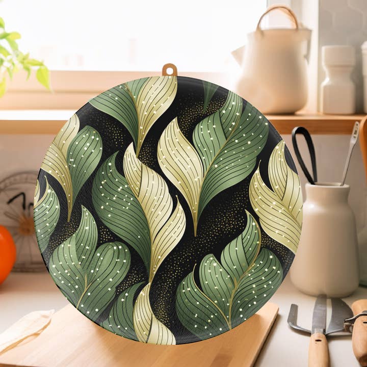 Fernville Creations - Wholesale Cutting Board - Abstract Leaves, Tempered Glass, Charcuterie Board6