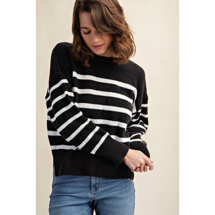 Sweet Generis - Wholesale Knit Sweater - Women's - CLASSIC STRIPE OVERSIZE PULLOVER1