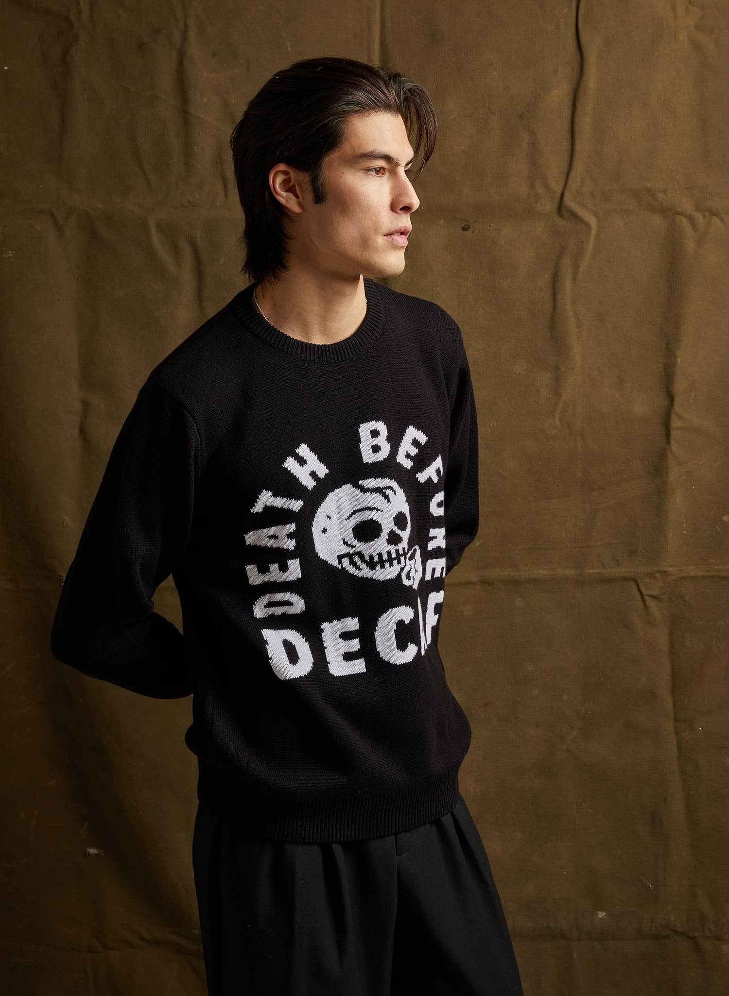 Pyknic - Wholesale Knit Sweater - Unisex - Death Before Decaf Coffee Knit Pullover Sweater6
