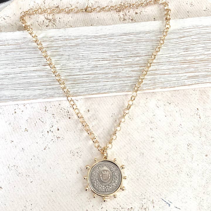 VB&CO Designs Handmade Jewelry - Wholesale Pendant/Charm Necklace - Simple French coin necklace rolo chain8