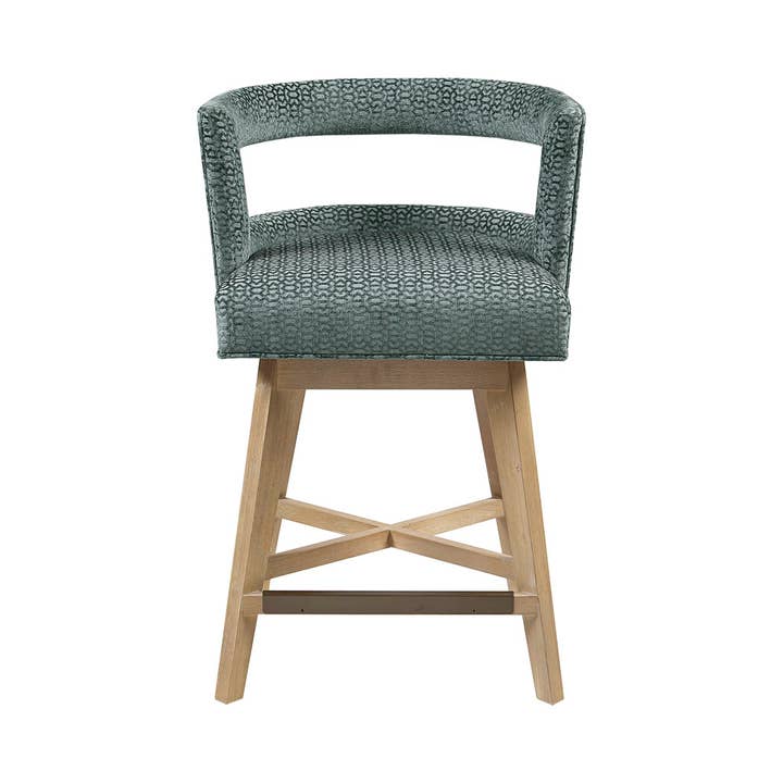 Olliix - Wholesale Stool - Contemporary Open Back Swivel Counter Stool, Teal Blue