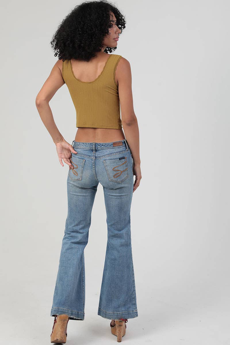 ANGIE - Vente Débardeur – femme - DÉBARDEUR EN TRICOT CÔTELÉ À BORDURE EN DENTELLE X2EA0-ASIS14