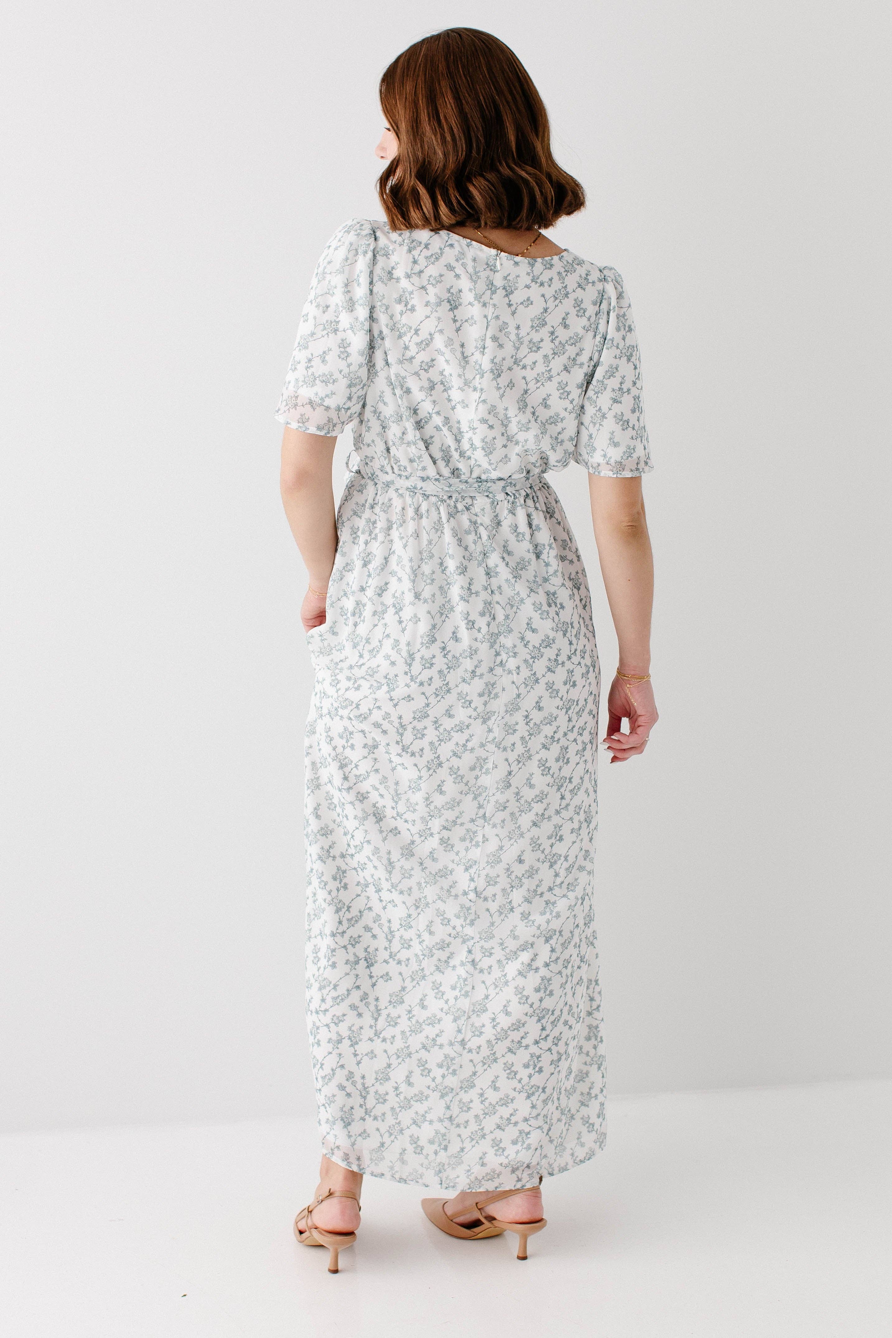 Sage 'Esther' Floral Print Maxi Dress for wholesale on Faire6