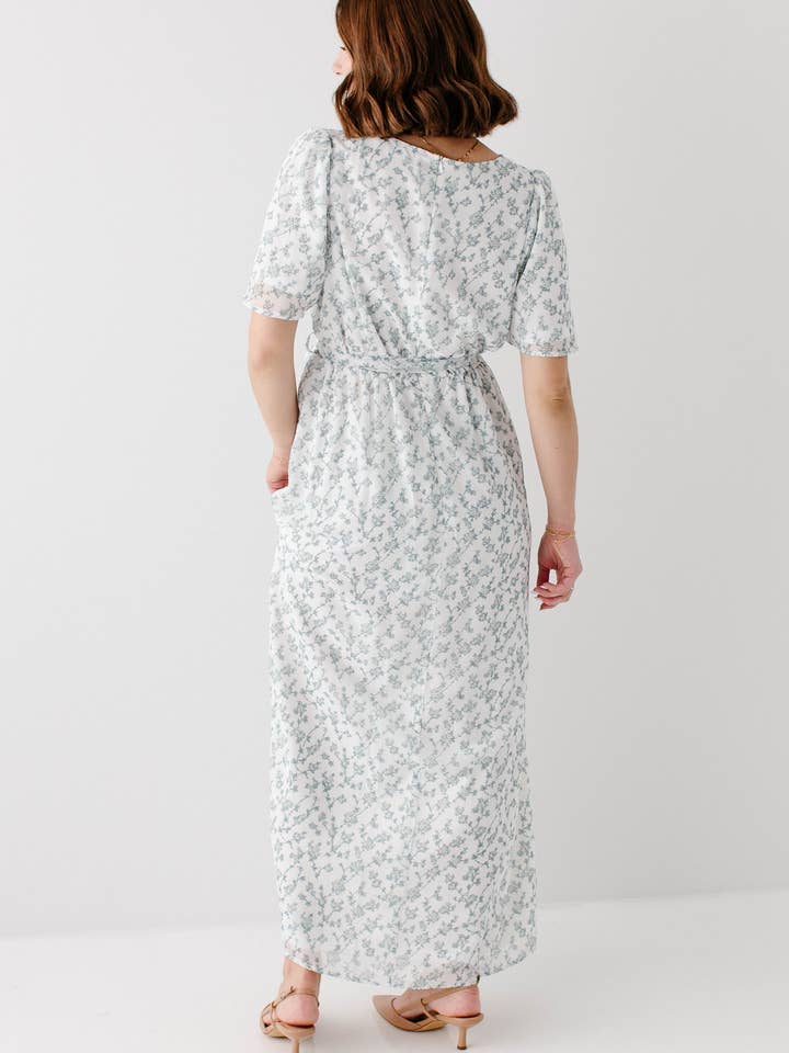 Sage 'Esther' Floral Print Maxi Dress for wholesale on Faire6