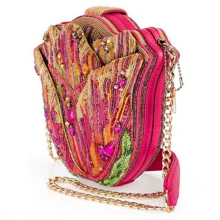 Mary Frances Accessories - Wholesale Shoulder Bag - Women's - Treasured Tulip Beaded Flower Crossbody Shoulder Handbag