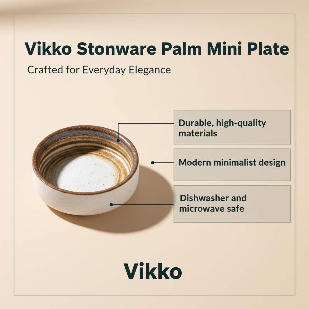 Kadra Kitchenware - Wholesale Dinner Plate - Vikko Stoneware Palm Mini Plate Cream White Brown Rim3