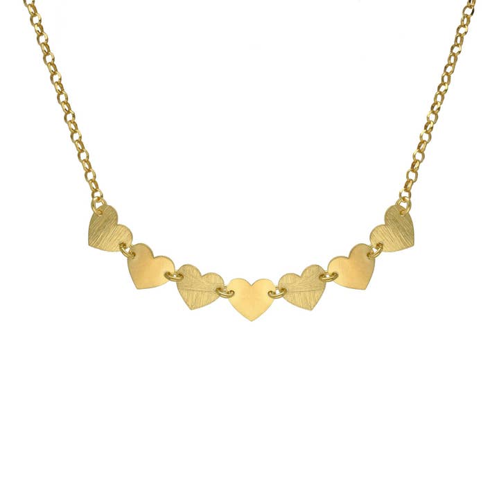 Short necklace heart texture El Gesto in Silver for wholesale by Victoria Cruz