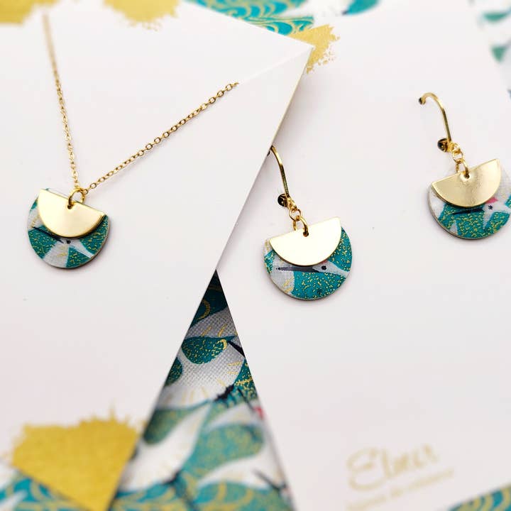 Elmer - Wholesale Jewelry Set - BOTO set, short earrings and necklace / 2 colors2