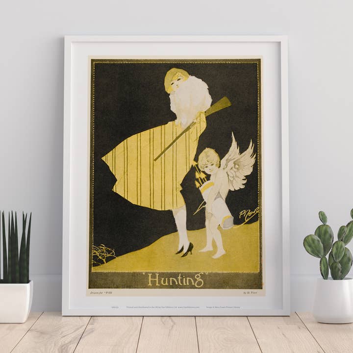 Lady With Shotgun, Angel With Bow And Arrow, Art Print for wholesale by Star Editions