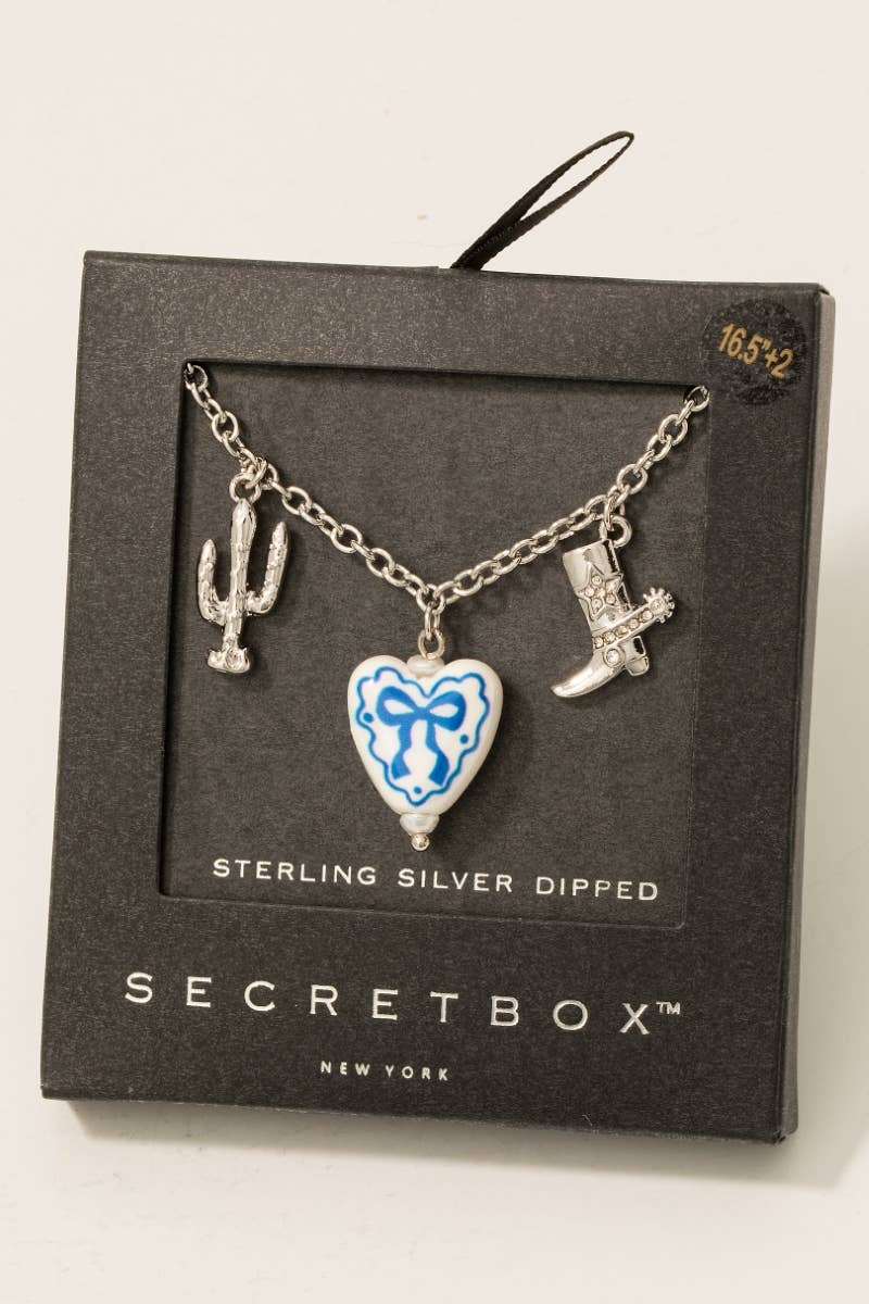 Fame Accessories – wholesale Kedjehalsband – Gulddoppad keramisk båghjärta västerländska berlocker kedjehalsband3