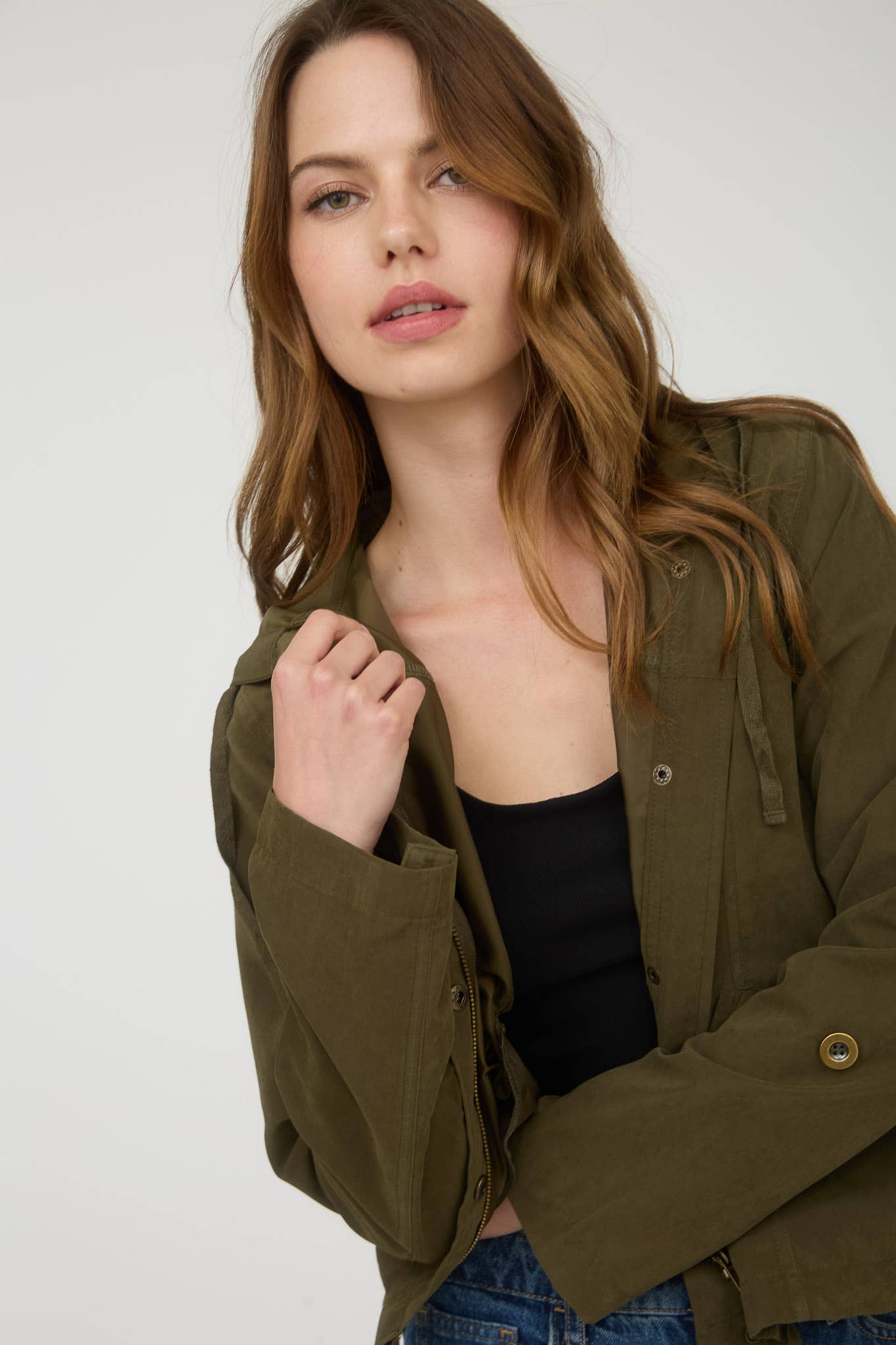 Blu Pepper - Wholesale Jacket - Women's - SNAP BUTTON ZIP UP HOODED JACKET36