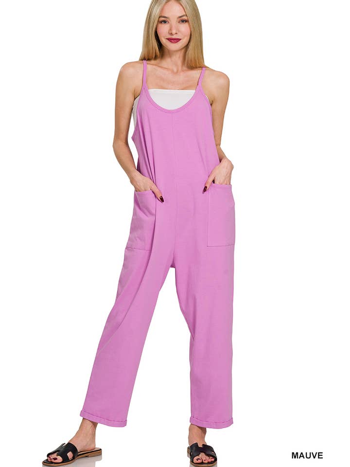 42POPS - Wholesale Jumpsuit - Women's - `.Spaghetti Strap Pocketed Cotton Jumpsuit12