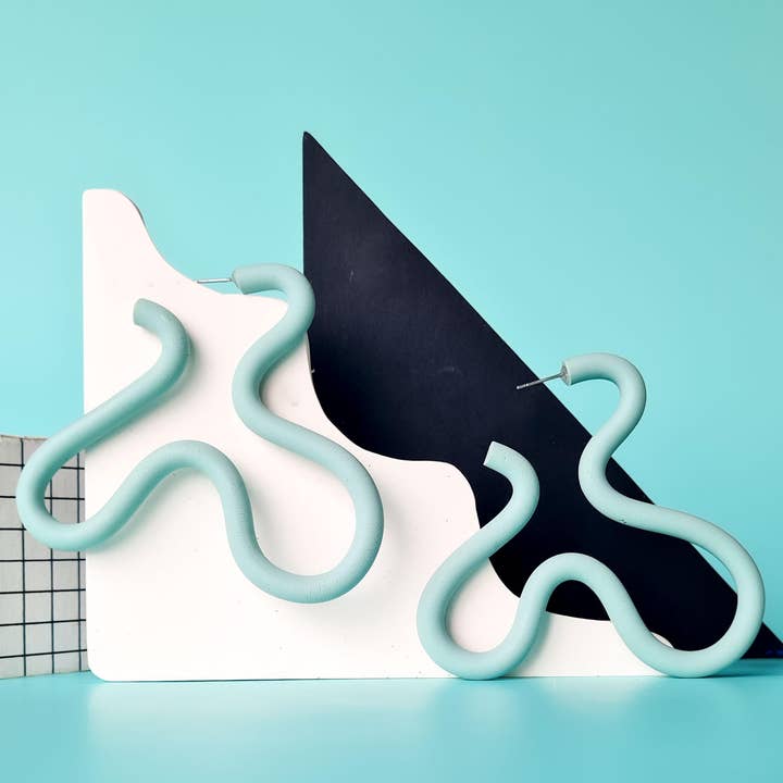 Mono - Wholesale Hoop Earrings - polymer clay squiggle earrings in 8 different colors.