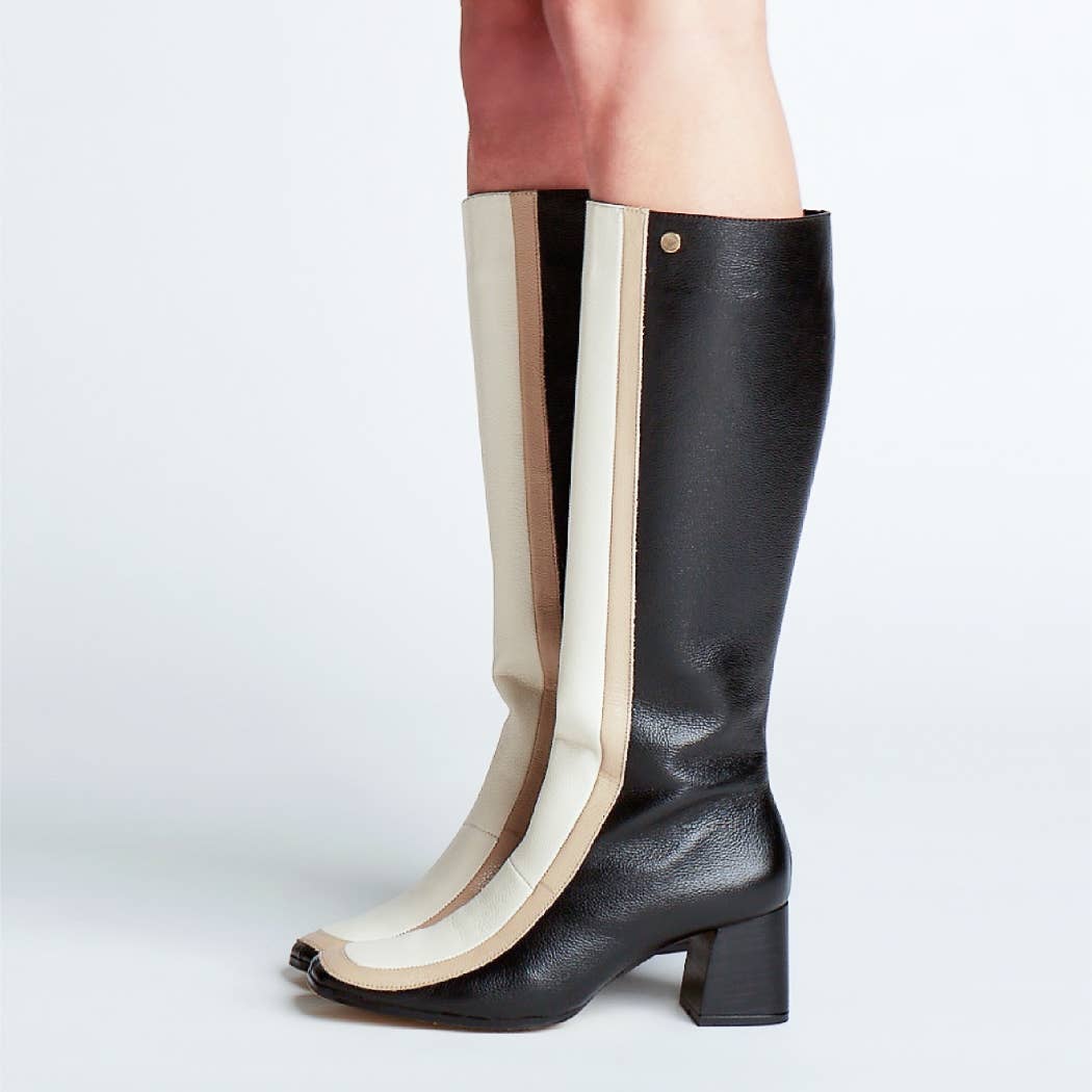Revival knee high boots black leather women's shoes for wholesale on Faire4