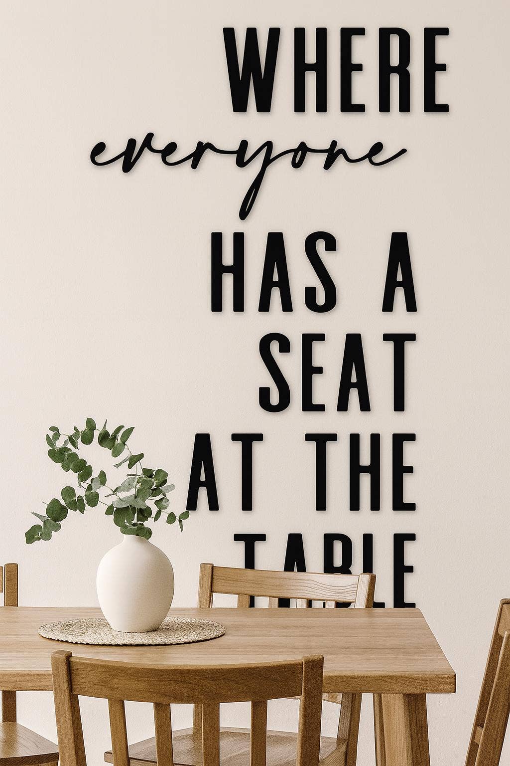 Rustic Oak Designs - Wholesale Sign - Where Everyone Has a Seat at the Table | Laser Cut Wood Wall Decor | Dining Room Wall Sign | Inclusive Family Quote | Farmhouse Wall Art1