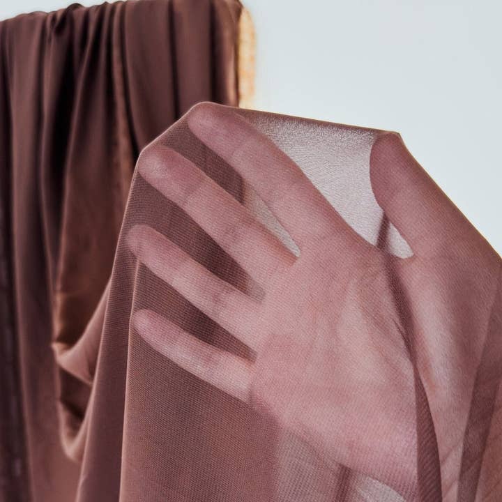GalaTextile - Venta al por mayor Tela - Tela de chifón marrón al mejor precio de Yard High, multigasa para cortinas, ropa, telón de fondo, camino de mesa, tela transparente, gasa transparente, boda