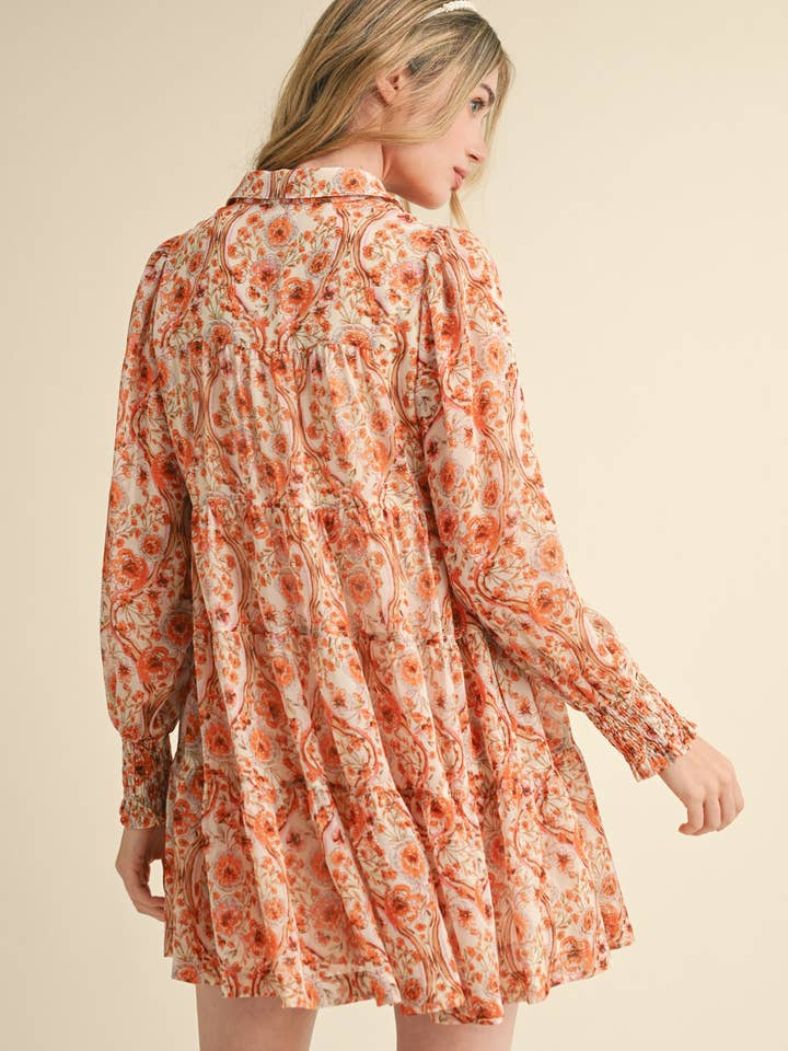 &MERCI - Wholesale Dress - Women's - EXCLUSIVE FLORAL PRINT BUTTON DOWN MINI SKIRT DRESS MDR362410