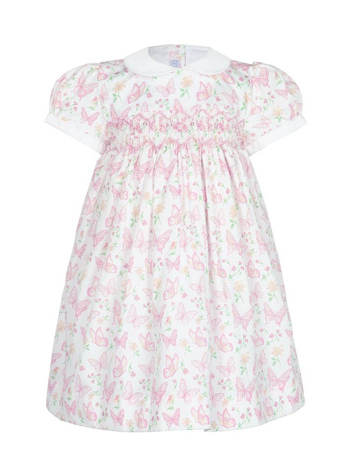 Butterflies Print Smocked Dress for wholesale by Nellapima