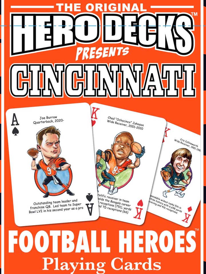 Cincinnati Football Heroes - Playing Cards for Bengals Fans (3rd Edition) for wholesale by Midwest Novelty / Parody Productions