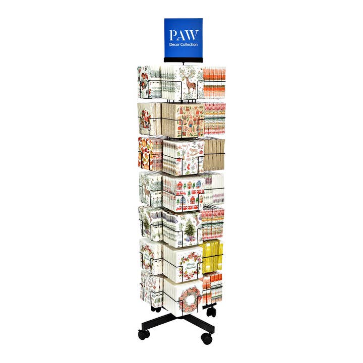 Napkin rotating display made of metal (with wheels for 168 packs), black (W/H/D) 40x155x40cm for wholesale by Wurm