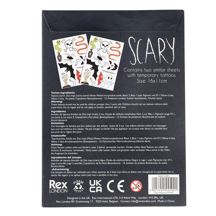 Rex London UK – wholesale Temporary tattoo – Child – Temporary Tattoos - Scary