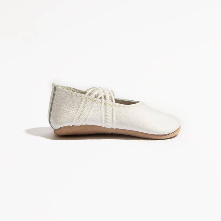 Freshly Picked - Wholesale Crib Shoes - Baby - Ivory Lace Ballet Slipper Baby Shoe2