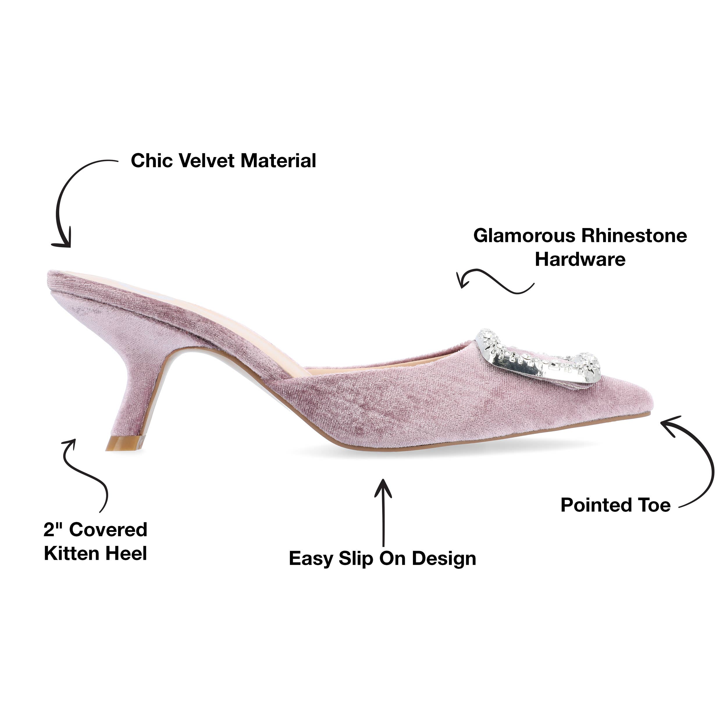 Journee - Wholesale Low Heels - Women's - Rishie Kitten Heeled Mules In Velvet7