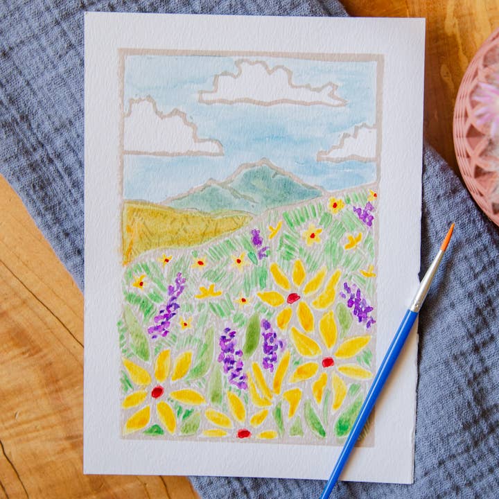 Ashes & Arbor - Wholesale DIY Craft Kit - 5x7 Field of Sunflowers Watercolor Art Kit DIY0