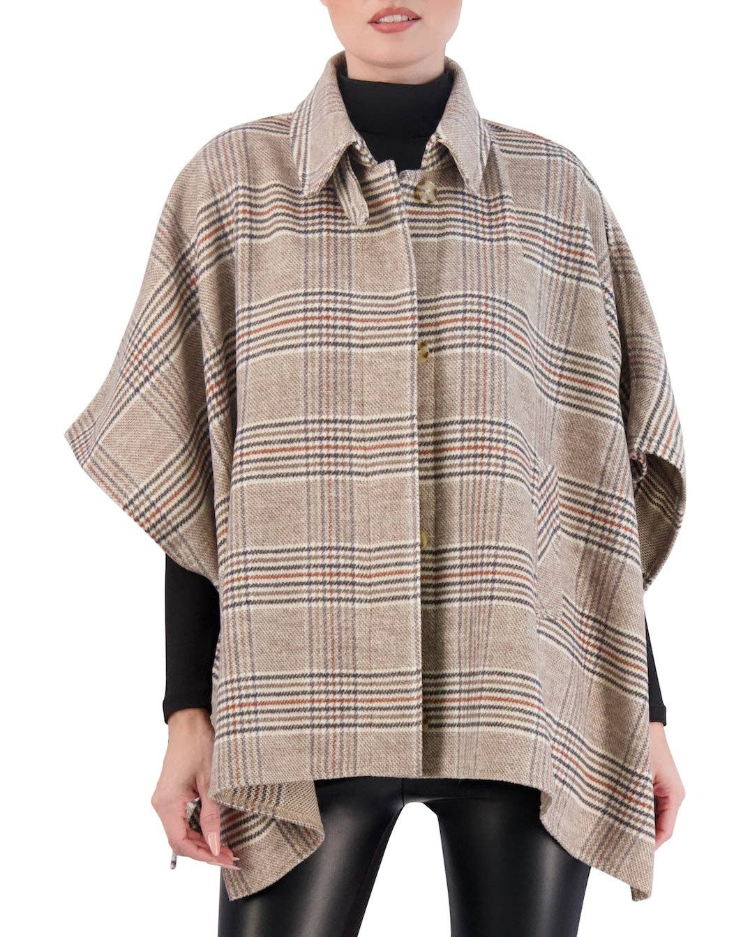 Ookie & Lala / O&L - Wholesale Cape - Women's - Vegan Cashmere Plaid Cape1