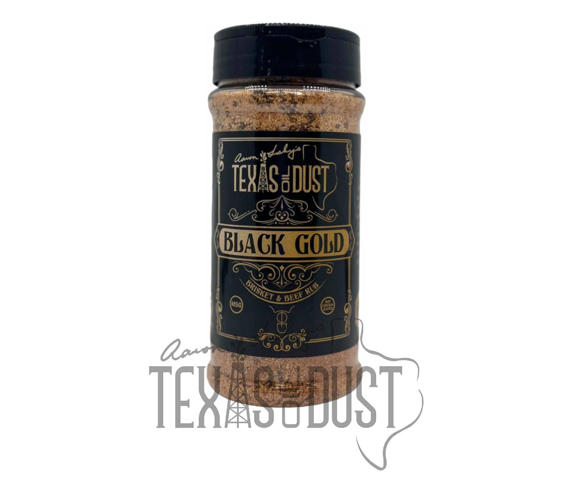 Texas Oil Dust - Vendita all'ingrosso Mix di spezie - Brisket Rub in oro nero 15 oz