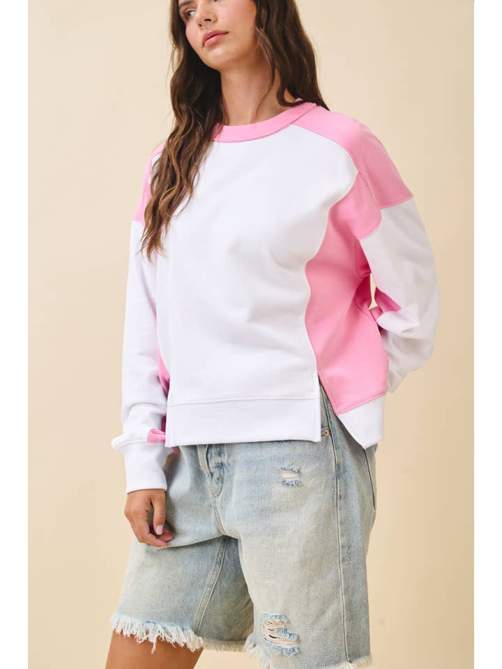 AEMI + CO - Wholesale Sweatshirt - Women's - 9106FK Colorblock Terry Pullover Sweatshirt11