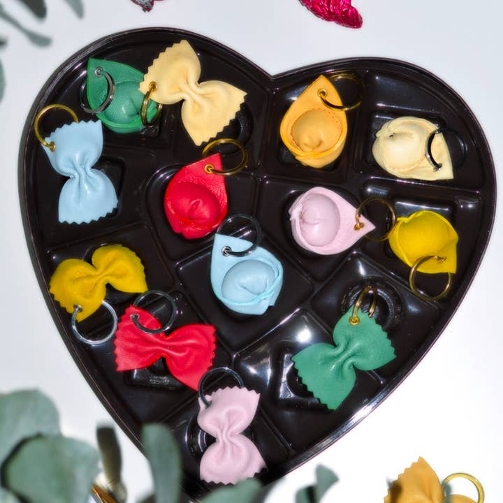 Melo Melo – Porta-chaves - Unissexo por atacado – Porta-chaves de Couro Tortellini - Vermelho Cereja1