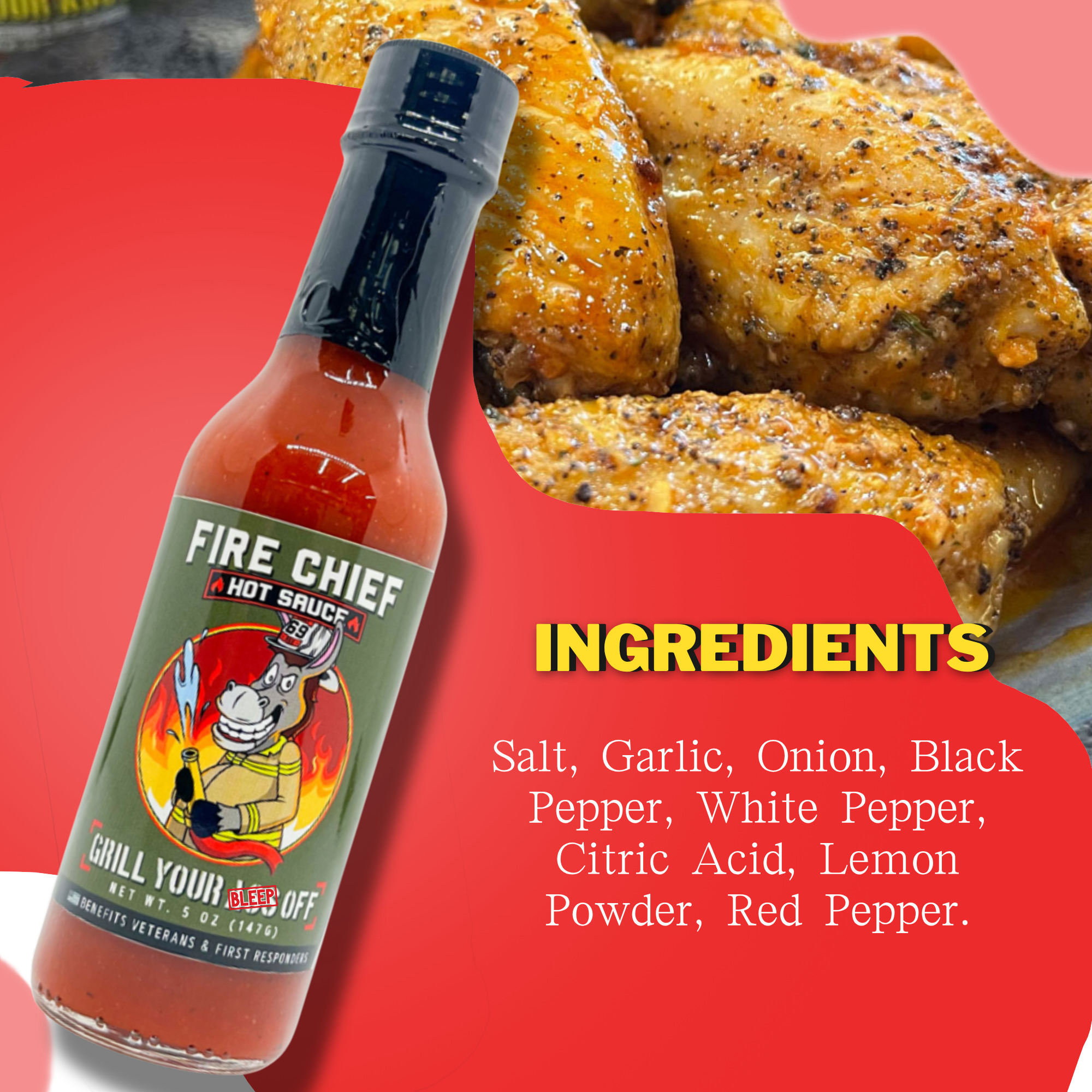 Grill Your Ass Off - Spices, Rubs, Seasonings, Sauces, Jerky - Wholesale Hot Sauce - Fire Chief Hot Sauce - Mild, Flavor, Taco, Chicken, Nachos2