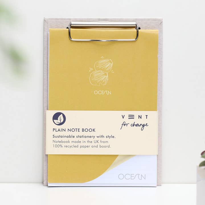 A5 Clipboard & Pad Recycled Ocean Plastics - Sandy Yellow for wholesale by VENT for Change USA