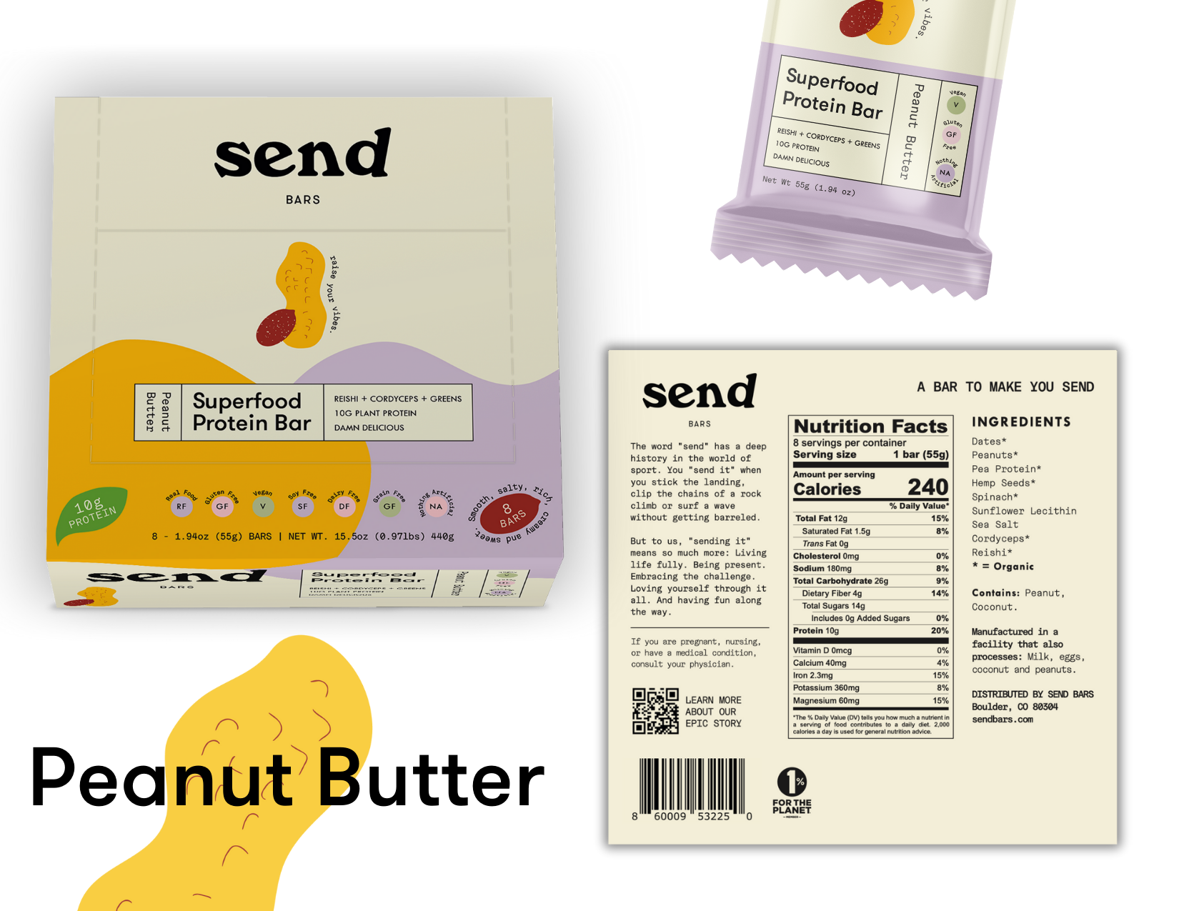 Send Bars - Wholesale Snack Bar - Peanut Butter Superfood Protein Bars - Single Caddy (8 bars)3